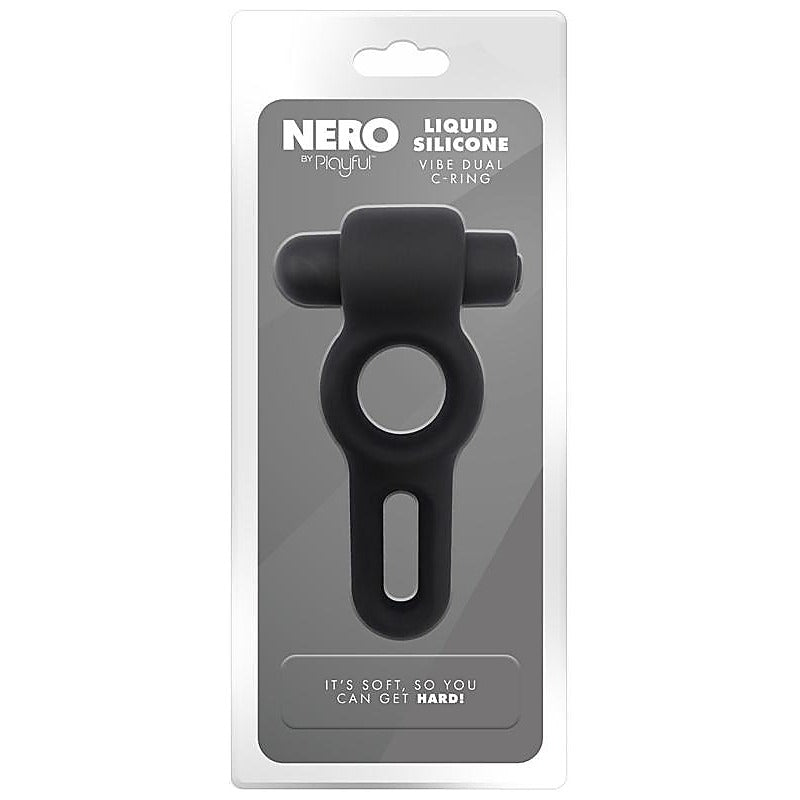 Nero Liquid Silicone Vibe Dual Cock Ring by Evolved - Silicone Cock Rings