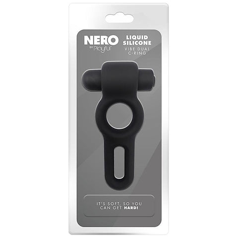 Nero Liquid Silicone Vibe Dual Cock Ring by Evolved - Silicone Cock Rings
