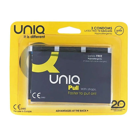 Glyde Uniq Pull With Strap Non Latex Condoms 3 Pack - Condoms