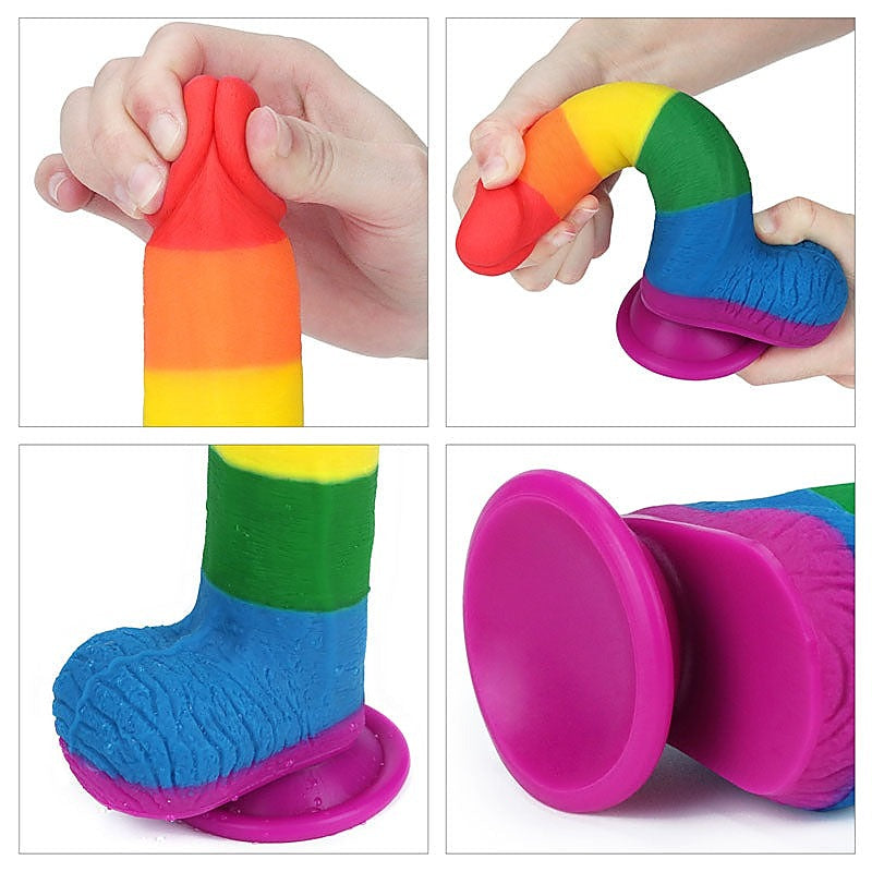 Prider 19 cm Realistic Dong Rainbow by Lovetoy - Realistic Dildos