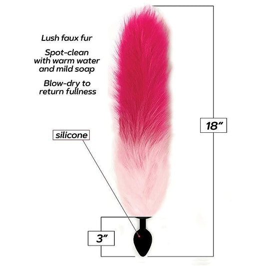 Icon Brands Foxy Fox Tail Silicone Butt Plug with Tail Pink Gradient 46cm - Butt Plugs