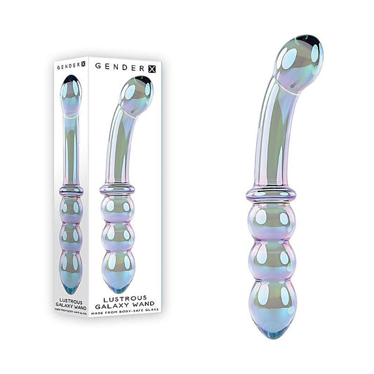 Gender X LUSTROUS GALAXY WAND Double Ended Glass Massager Blue/Violet - Glass Sex Toys