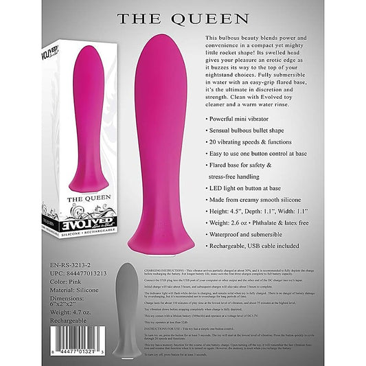 Evolved The Queen USB Rechargeable Bullet Vibrator Pink - Bullet Vibrators