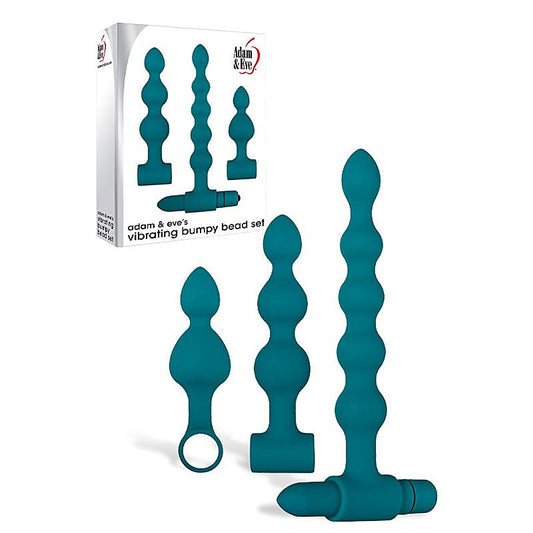 Adam and Eve Vibrating Bumpy Anal Bead Set Green - Anal Beads and Balls