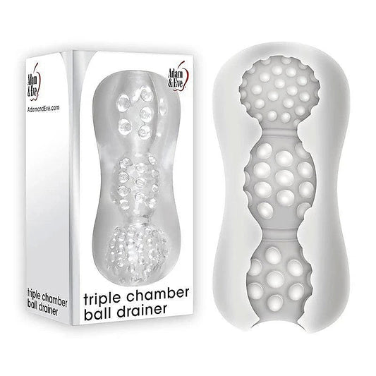 Adam and Eve Triple Chamber Ball Drainer Male Masturbator Sleeve Clear - Masturbators and Strokers