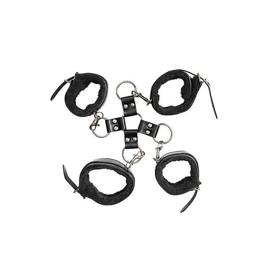 Adam and Eve Bondage PLay Hog Tie Restraints Black - Cuffs And Restraints