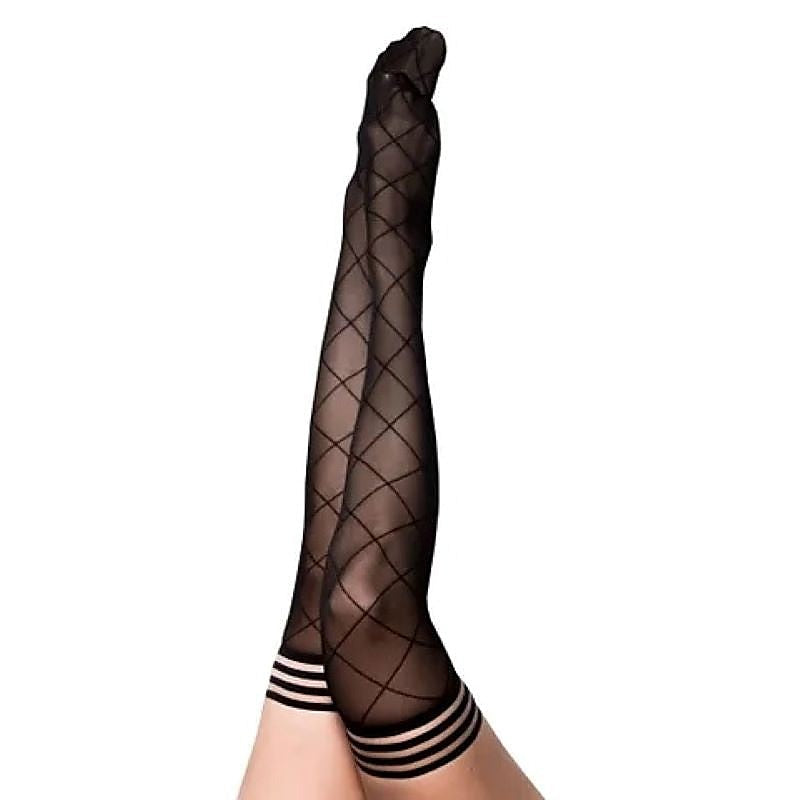 Premium ANNA Sheer Black Diamond by Kixies - Hosiery