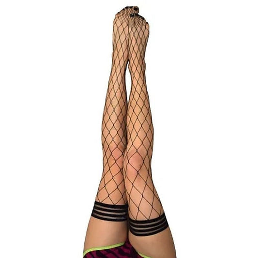 Kixies MICHELLE Large Diamond Black Net - Hosiery