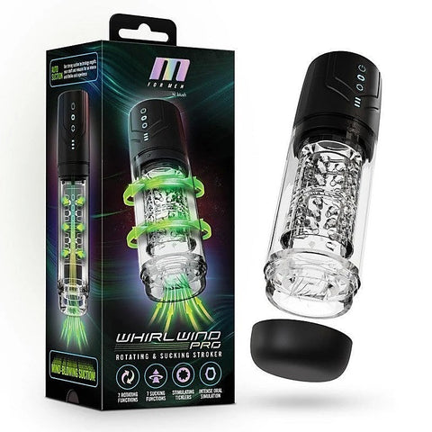 Blush Novelties M For Men Whirlwind Pro Rotating & Sucking Auto Mens Stroker Clear - Masturbators and Strokers