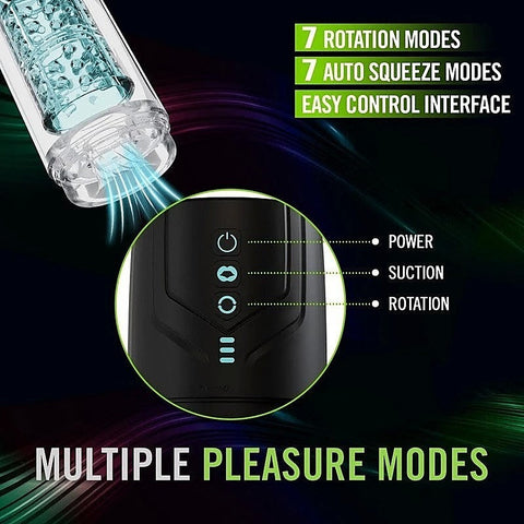 Blush Novelties M For Men Whirlwind Pro Rotating & Sucking Auto Mens Stroker Clear - Masturbators and Strokers