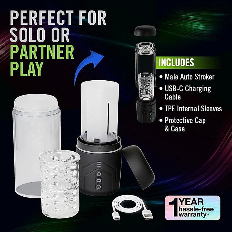 Blush Novelties M For Men Whirlwind Pro Rotating & Sucking Auto Mens Stroker Clear - Masturbators and Strokers