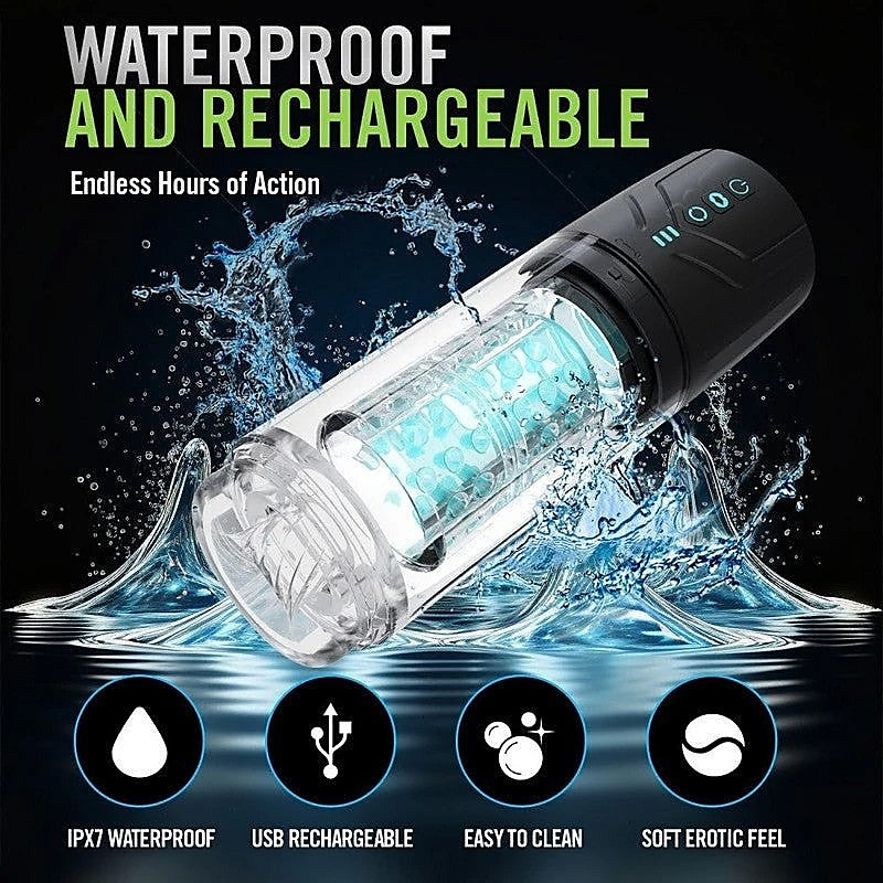 Blush Novelties M For Men Whirlwind Pro Rotating & Sucking Auto Mens Stroker Clear - Masturbators and Strokers