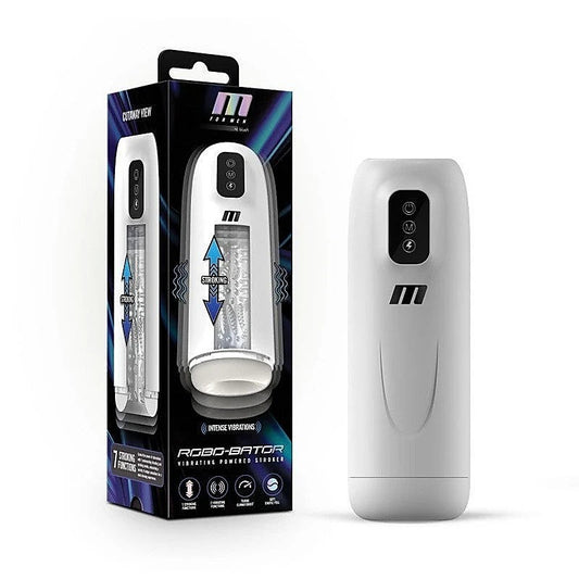 Blush Novelties M For Men Robo-Bator USB Rechargeable Vibrating Mens Stroker White - Masturbators and Strokers