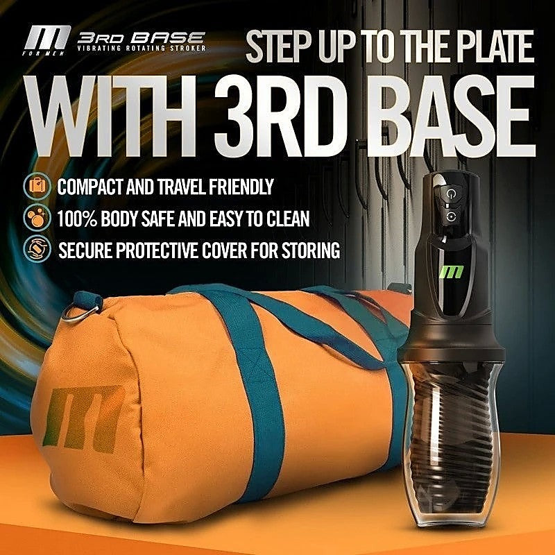 M For Men 3rd Base Vibrating & Rotating Auto Stroker - Masturbators and Strokers