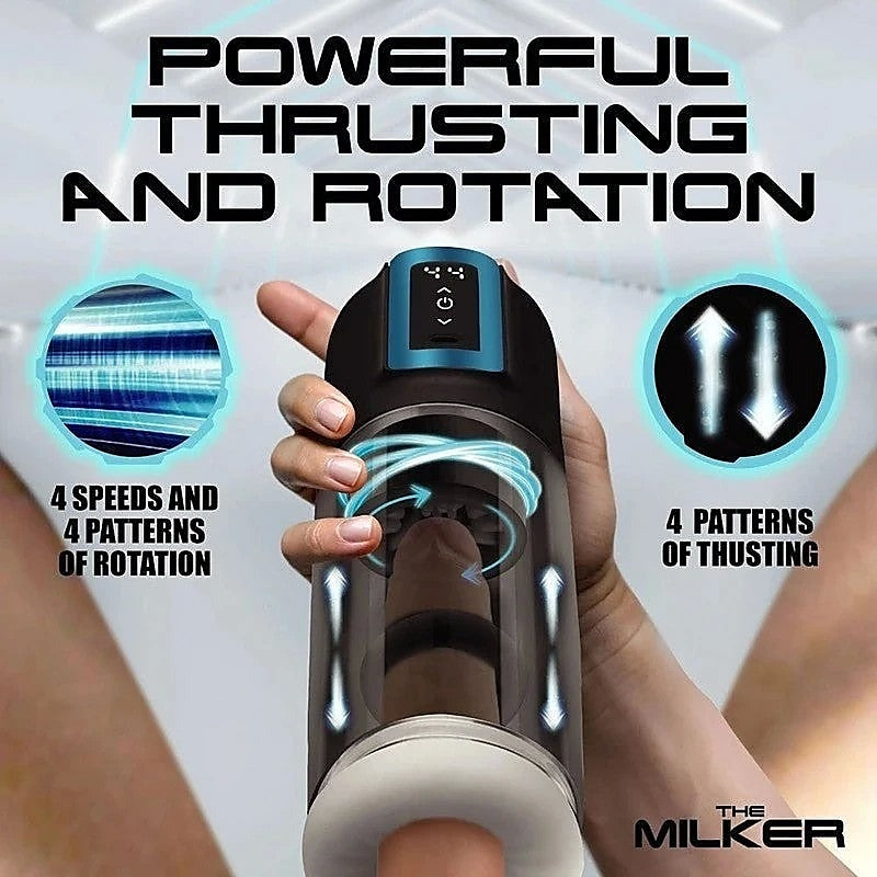 XR Brands LoveBotz The Milker Thrusting & Rotating Male Masturbator - Masturbators and Strokers