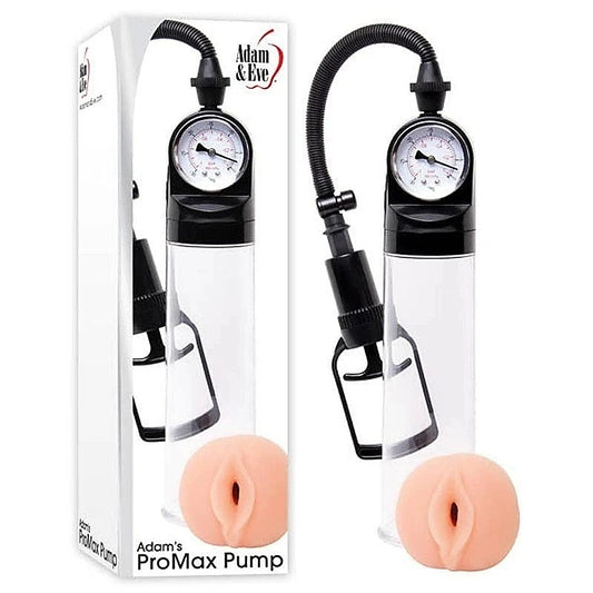 Adam and Eve Adams Promax Clear Penis Pump with Masturbator Sleeve - Masturbators and Strokers