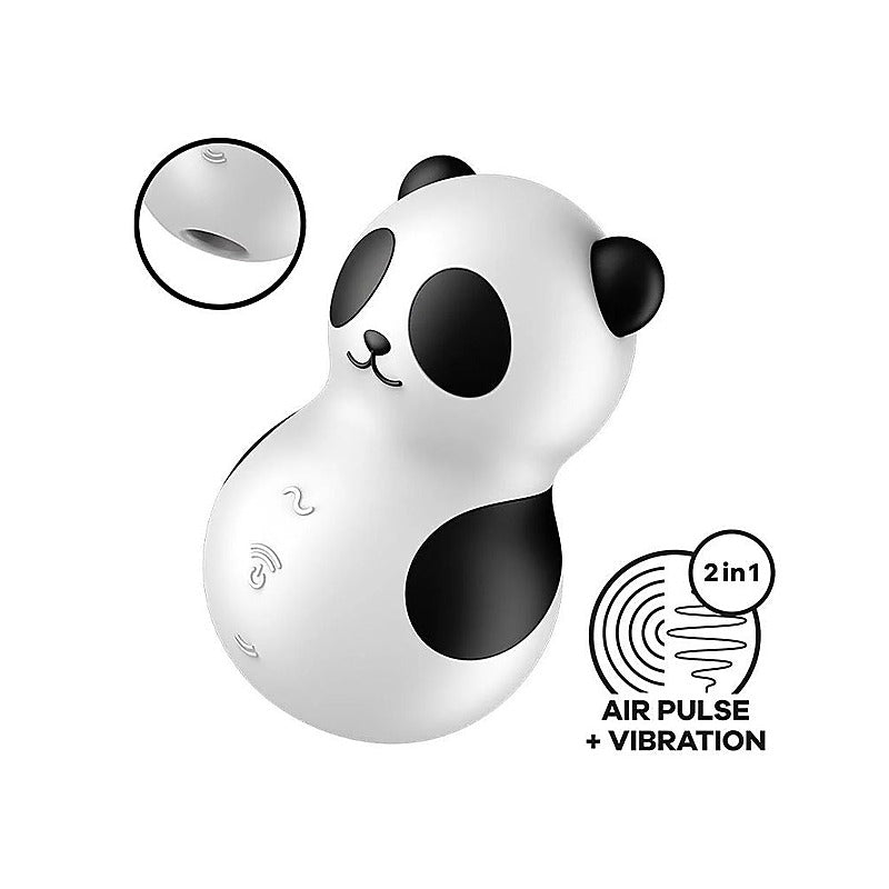 Satisfyer Pocket Panda USB Rechargeable Air Pulse Massager Black - Clit Ticklers and Pulsators