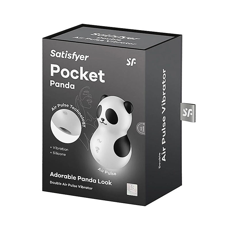 Satisfyer Pocket Panda USB Rechargeable Air Pulse Massager Black - Clit Ticklers and Pulsators