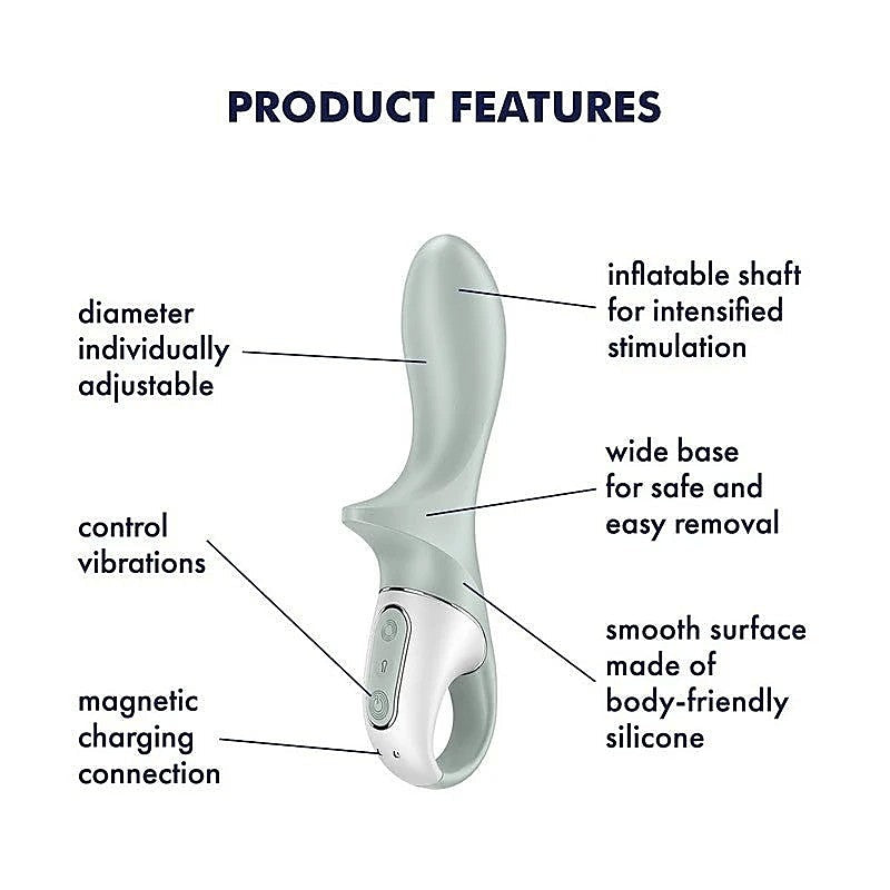 Satisfyer Air Pump Booty 3 Rechargeable Inflatable Anal Vibrator Grey - Anal Vibrators