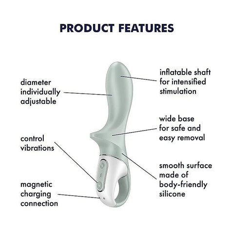 Satisfyer Air Pump Booty 3 Rechargeable Inflatable Anal Vibrator Grey - Anal Vibrators