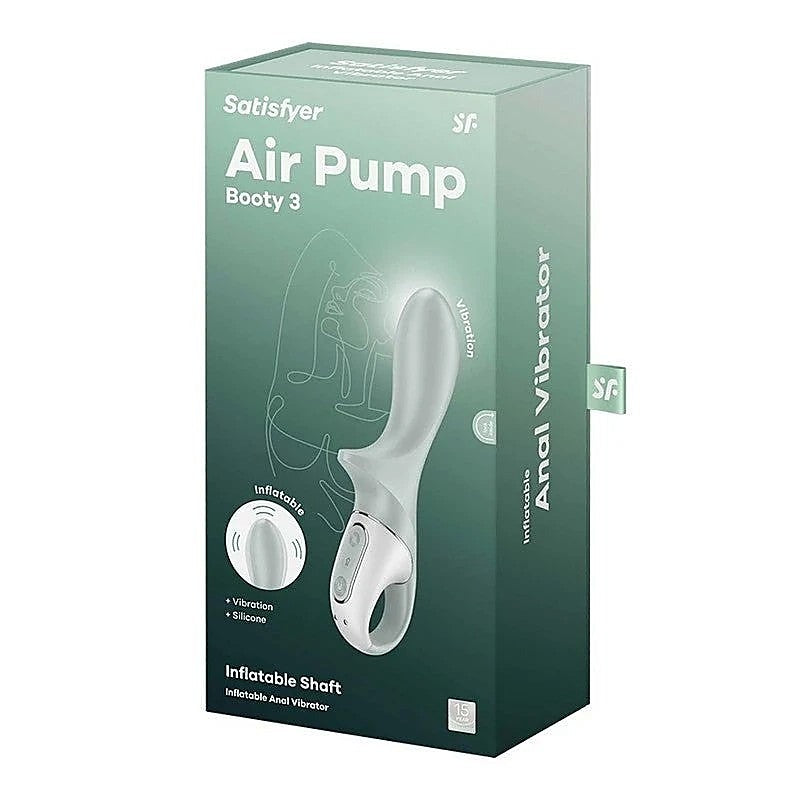 Satisfyer Air Pump Booty 3 Rechargeable Inflatable Anal Vibrator Grey - Anal Vibrators