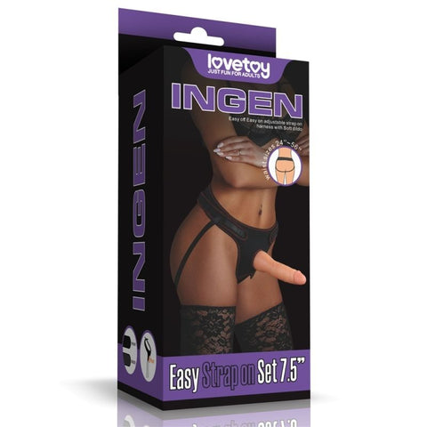 Easy Strap On Set Dildo Vanilla 7.5in by Lovetoy - Strap On Sextoys