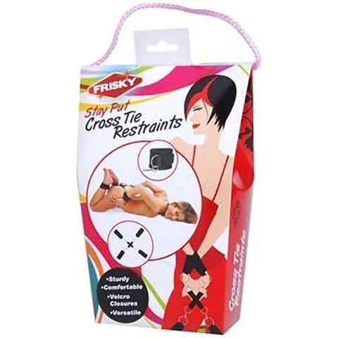 Frisky Stay Put Cross BDSM Play Tie Restraints by XR Brands - Cuffs And Restraints