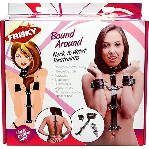 Frisky Bound Around Neck to Wrist Restraints by XR Brands - Cuffs And Restraints