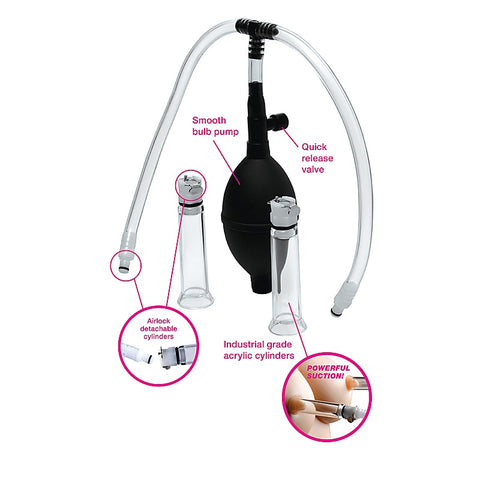 Nipple Pumping System with Dual Cylinders by XR Brands - Breast and Nipple Toys