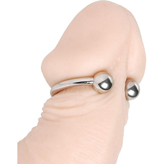 Master Series Pressure Point Beaded Stainless Steel Glans Ring - Steel Cock Rings