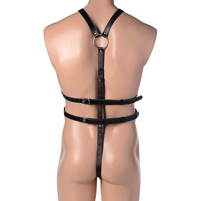 Strict Male Full Body Bondage Play Harness by XR Brands - Cuffs And Restraints