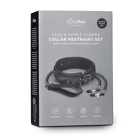 Collar With Nipple Chains by Easytoys - Collars and Leads
