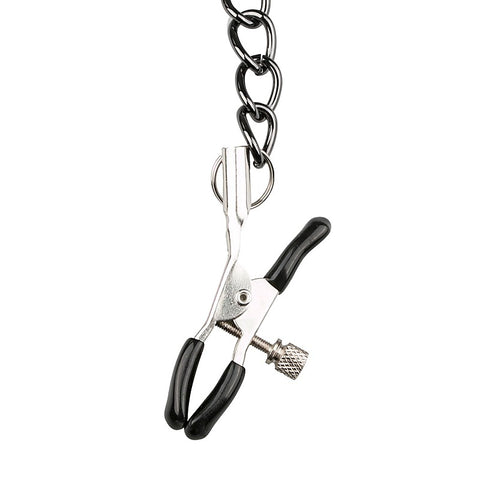Collar With Nipple Chains by Easytoys - Collars and Leads