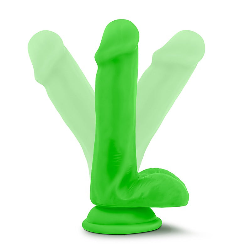 Neo Elite Silicone Dual Density Cock with Balls Neon Green - Realistic Dildos