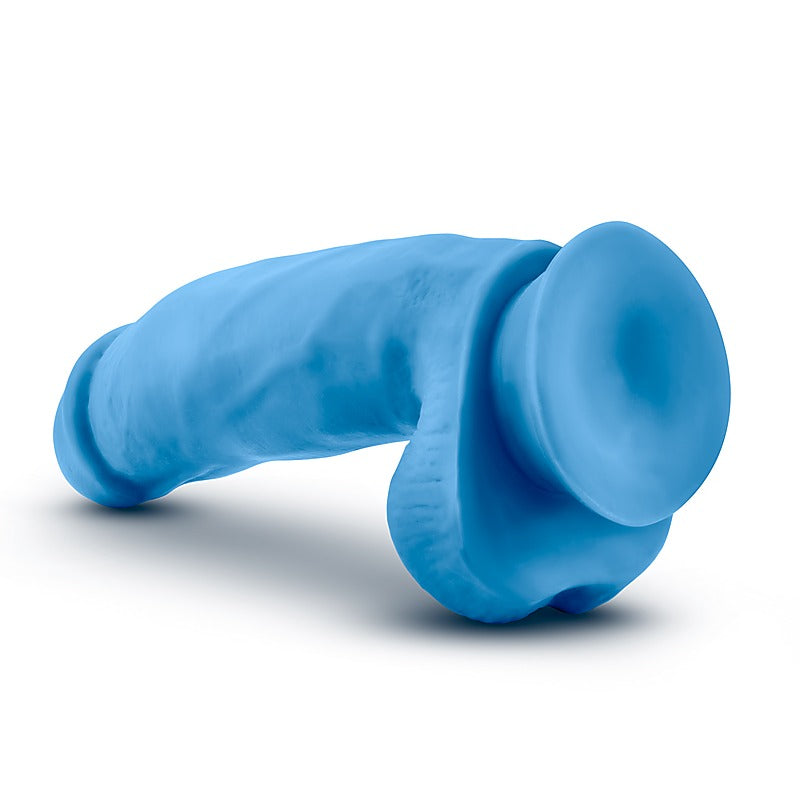 Neo Elite Silicone Dual Density Cock with Balls Neon Blue - Realistic Dildos
