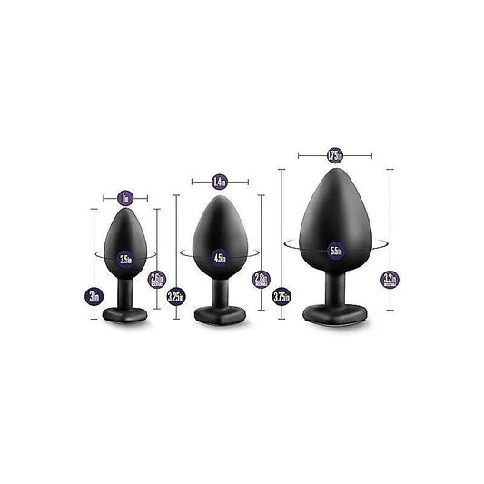 Luxe Bling Anal Plugs Training Kit Black With Rainbow Gems