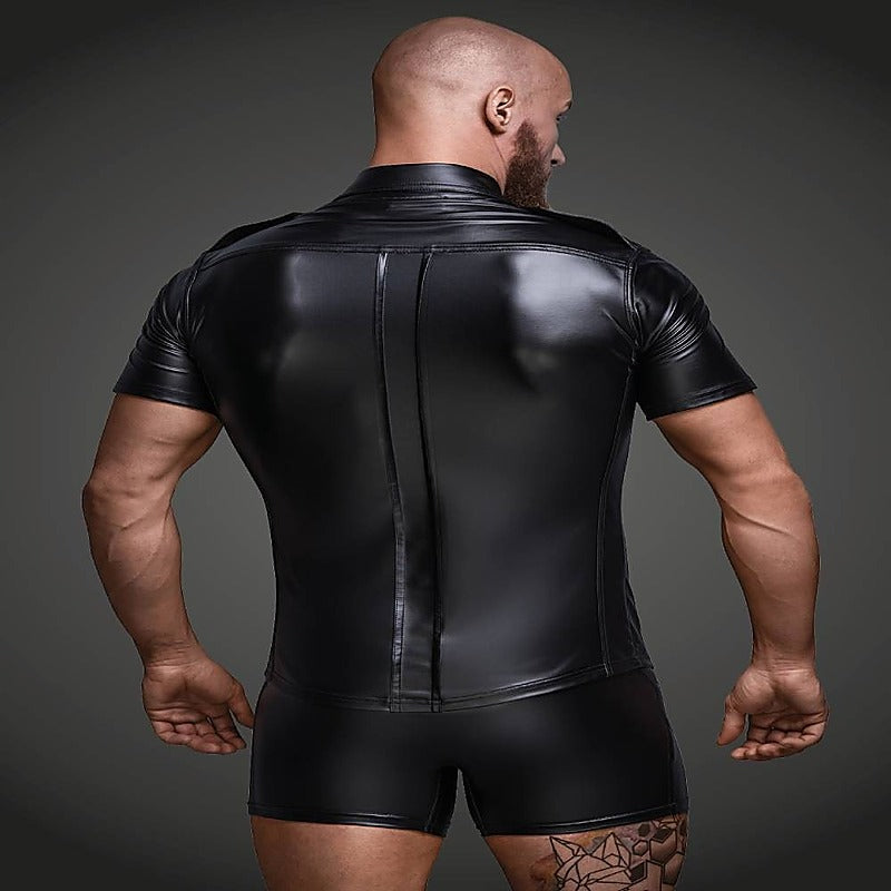 Noir Handmade Mens Sexy And Elegant Shirt With Front Pockets - His Fetish
