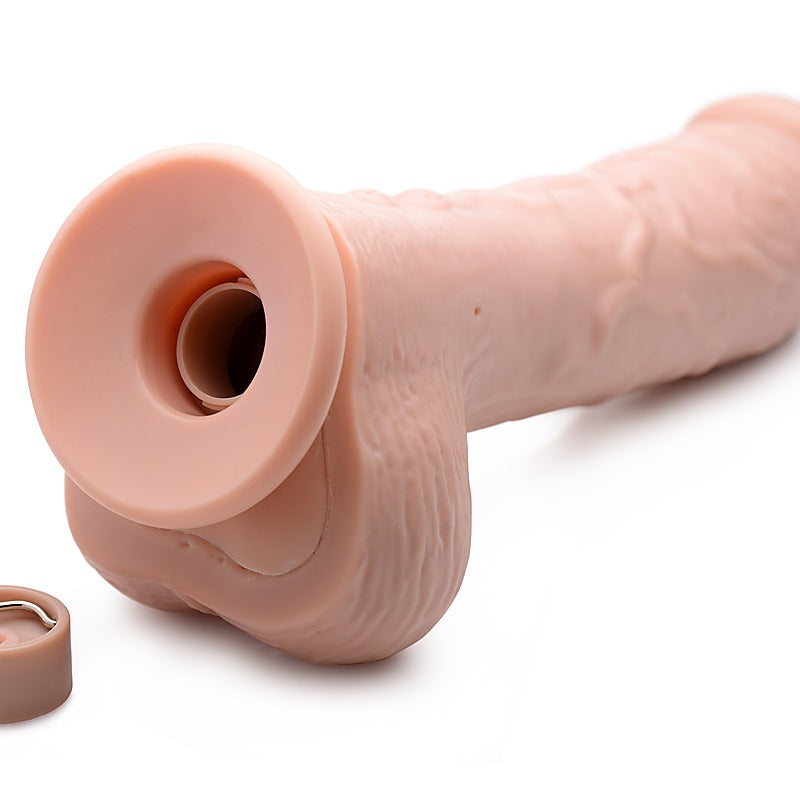 Dual Density Squirting Dildo Light Skin Tone w/ Remote - Vibrating Dildos