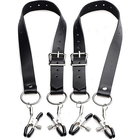 Master Series Labia Spreader Straps with Clamps - Pussy And Clit Toys