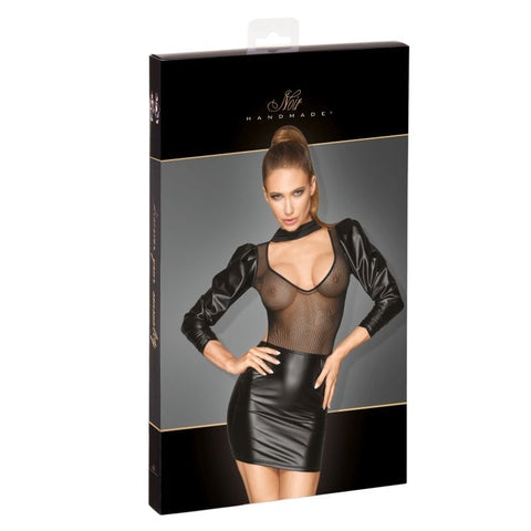 Power Wetlook Tulle Dress w/ Bouffant Sleeves - Her Fetish