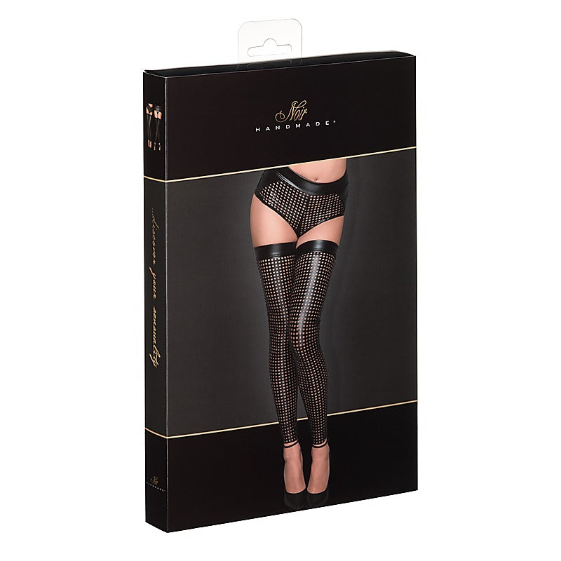 Noir Handmade Ladies Lasercut Stockings - Her Fetish