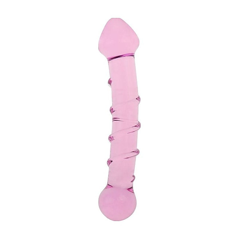Lovetoy Glass Romance 5 Glass Dong 7 Inch Pink - Glass Sex Toys