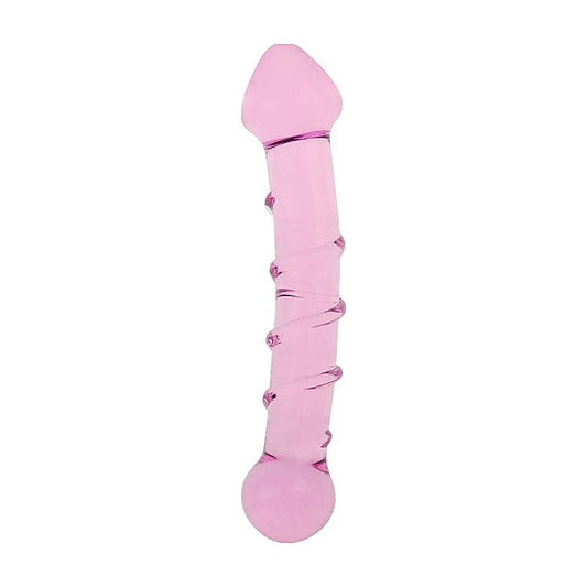 Lovetoy Glass Romance 5 Glass Dong 7 Inch Pink - Glass Sex Toys