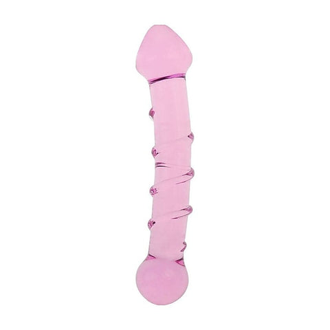 Lovetoy Glass Romance 5 Glass Dong 7 Inch Pink - Glass Sex Toys