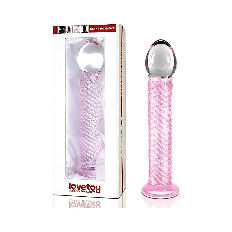Lovetoy Glass Romance 7 Realistic Glass Dildo 7.5 Inch Pink - Glass Sex Toys