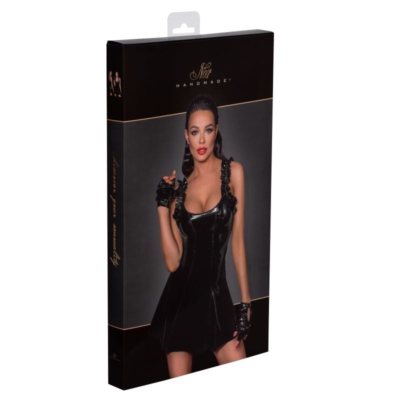 PVC dress w/ Frilled Shoulder Straps by Noir Handmade - Her Fetish