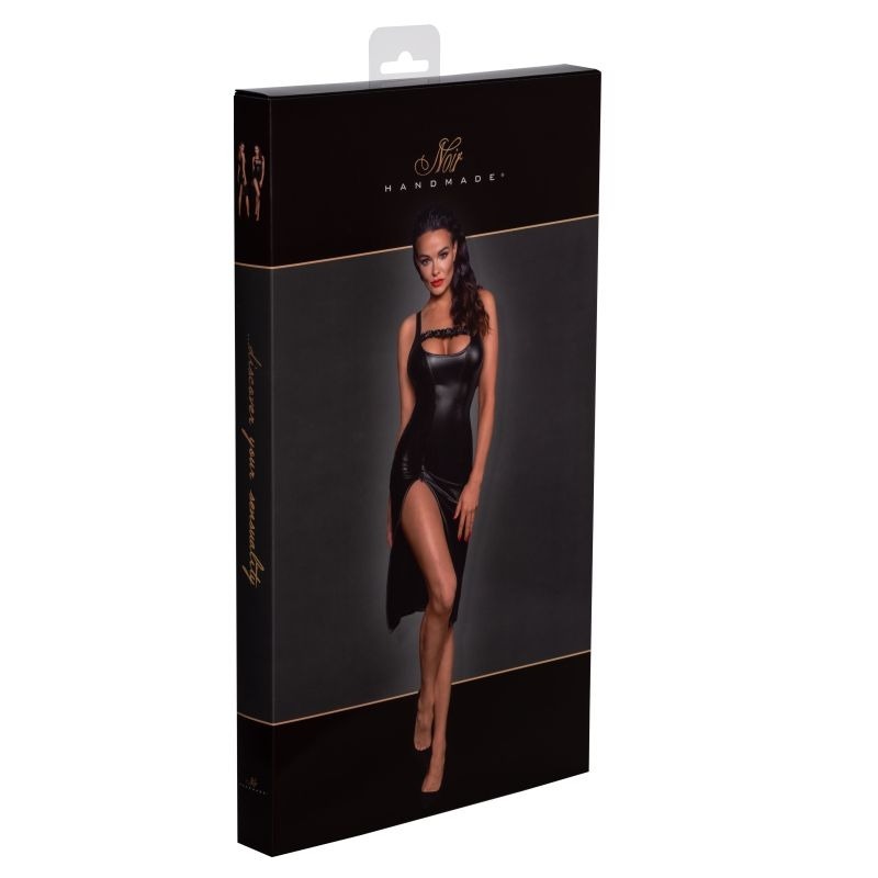 Power Wetlook Midi Dress w/ Front Zipper by Noir Handmade - Her Fetish