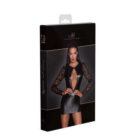 Power Wetlook Dress w/ Lace Sleeves by Noir Handmade - Her Fetish