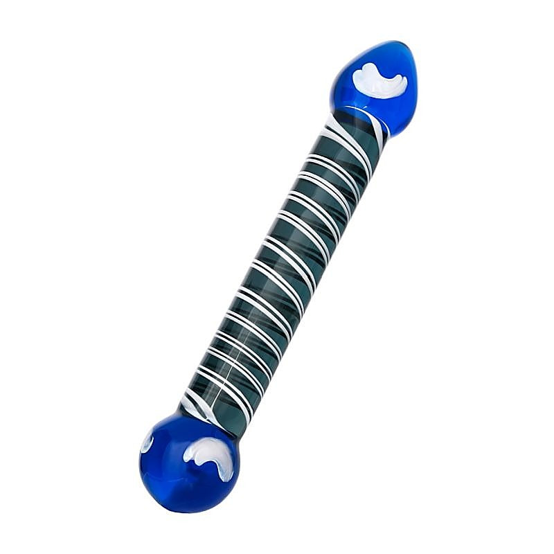 Sexus Glass Dual Ender Glass Dildo Blue - Glass Sex Toys