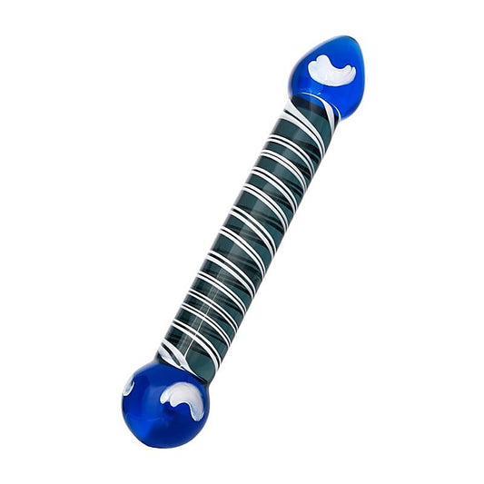 Sexus Glass Dual Ender Glass Dildo Blue - Glass Sex Toys